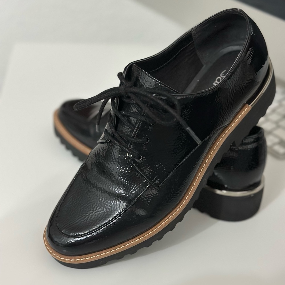 Franco Sarto Black Patent Leather Loafers